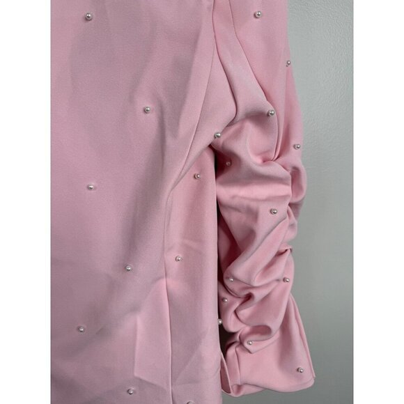 Generation Love Nadia Pearl Blazer Jacket Ruched Sleeves Pastel Pink Size XL NWT - Picture 6 of 6